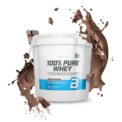 Proteine WHEY Blend, 86% proteine concentrate, restante isolate. Gusto cioccolato. Marchio BiotechUSA. 4kg (4000g). 143 dosi per confezione.