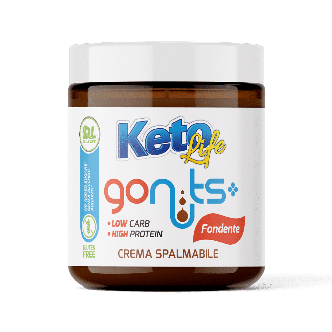 Daily Life Keto Life Gonuts Fondente 250 g, crema spalmabile al cacao fonte di proteine e senza zuccheri aggiunti.