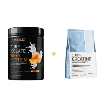 Self Pure Whey Isolate 900gr senza glutine senza lattosio + OstroVit Creatina Monoidrato 1kg– integratori per massa muscolare