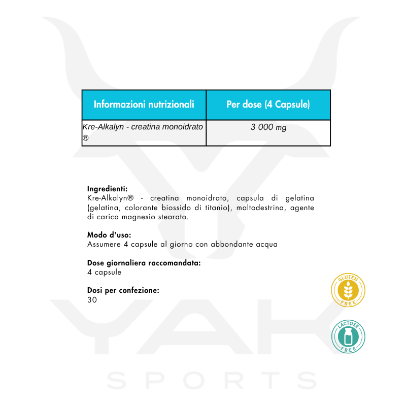 Valori Nutrizionali Creatina Kre-Alkalyn 120 cps - Nutrend