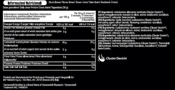Valori Nutrizionali GlycoBol Cluster Dextrin 500g Yamamoto Nutrition