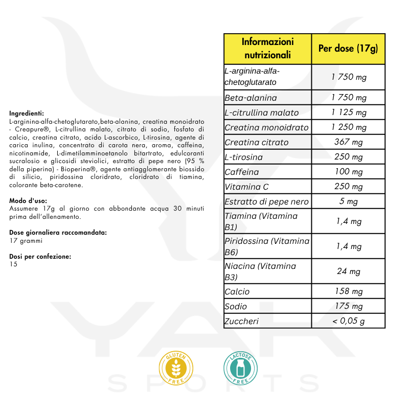 Valori Nutrizionali N1 Pre-Workout 255g - Nutrend