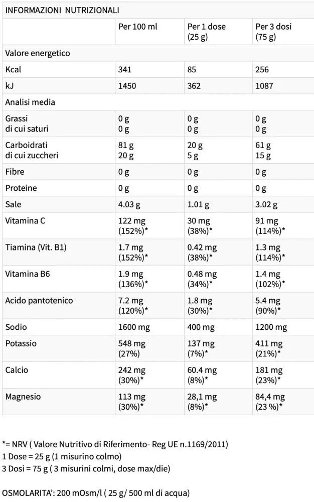 Valori Nutrizionali Super_hydro_500g_Limone_EthicSport