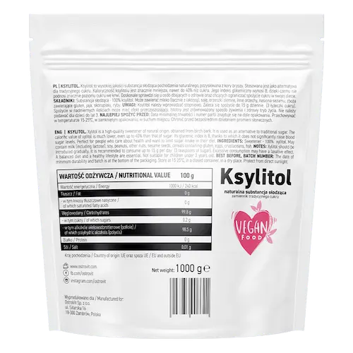 Valori Nutrizionali Xylitolo 1000g  Ostrovit