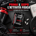Grafica Anderson AMINO-4 Complex da usare prima e dopo l attività fisica con BCAA 2:1:1, arginina AKG, zinco e vitamina B6 disponibile in 100 e 200 compresse