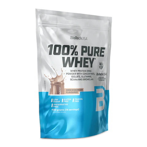 BioTechUSA 100% Pure Whey polvere 400g gusto biscotto e crema