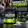 BioTechUSA Creatine Monohydrate micronizzata per supportare le prestazioni fisiche negli esercizi ad alta intensità e breve durata