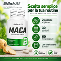 BioTechUSA Maca con 1500 mg di maca per dose giornaliera, 2 capsule al giorno, senza aspartame e senza OGM