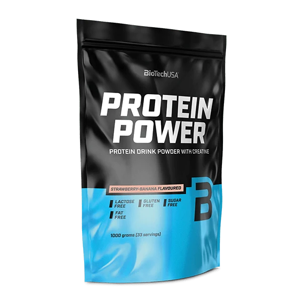 BioTechUSA Protein Power polvere 1000g gusto banana e fragola