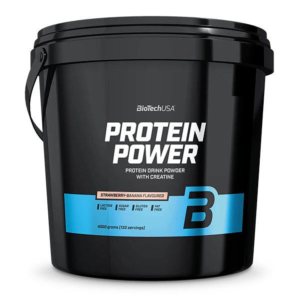 BioTechUSA Protein Power polvere 4000g gusto banana e fragola