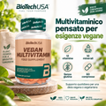 BioTechUSA Vegan Multivitamin con 12 vitamine e 10 minerali, 60 compresse, formulato per integrare anche diete vegane e vegetariane