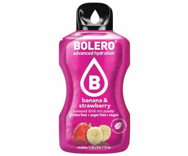 Bolero Drink preparato per bevanda in polvere in bustine da 9g gusto banana e strawberry