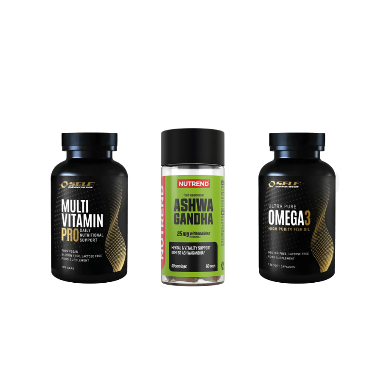 Ashwagandha + Multivitaminico + Omega-3 – Set quotidiano per supporto energia e concentrazione