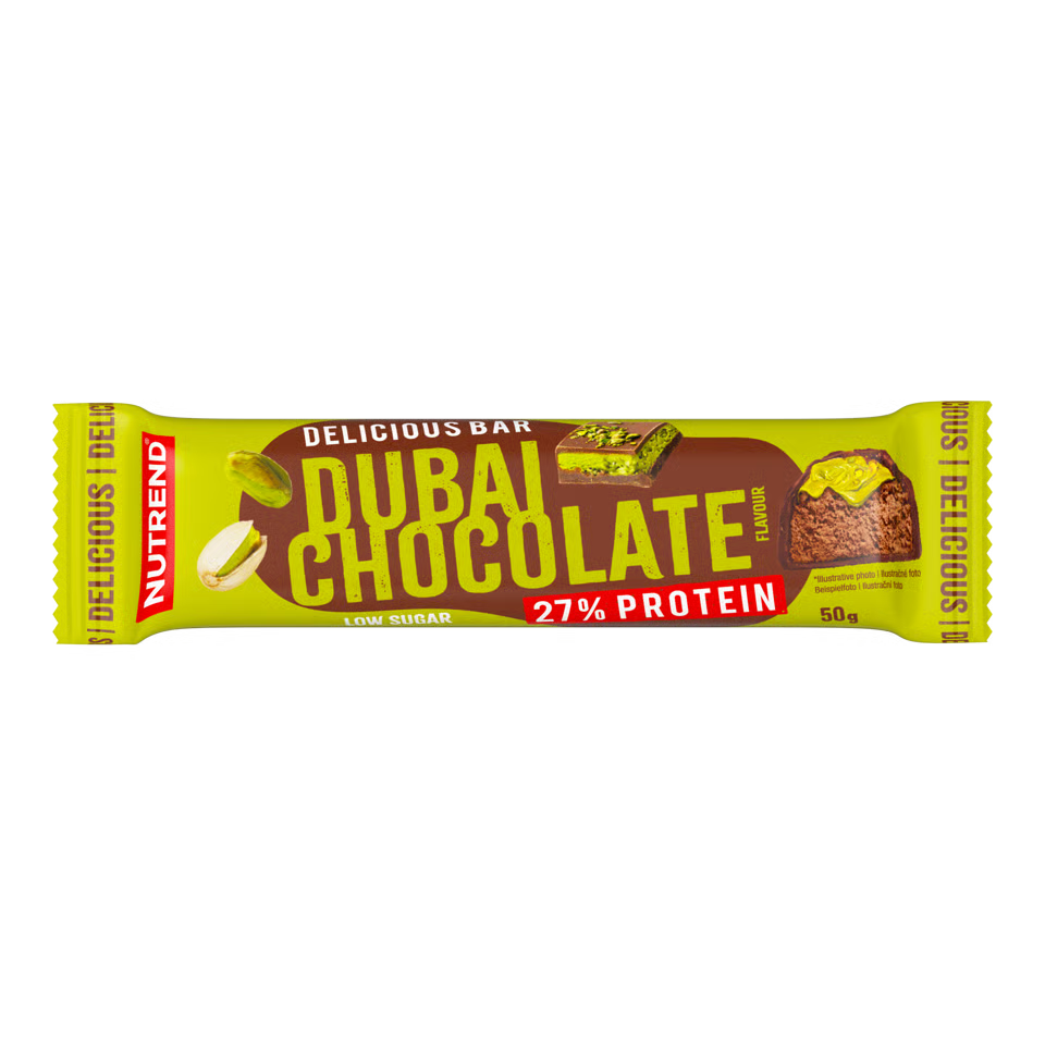 Nutrend Delicious Bar barretta 50g gusto dubai chocolate con copertura al cioccolato al latte