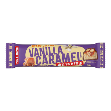 Nutrend Delicious Bar barretta 50g gusto vaniglia e caramello con copertura al cioccolato al latte