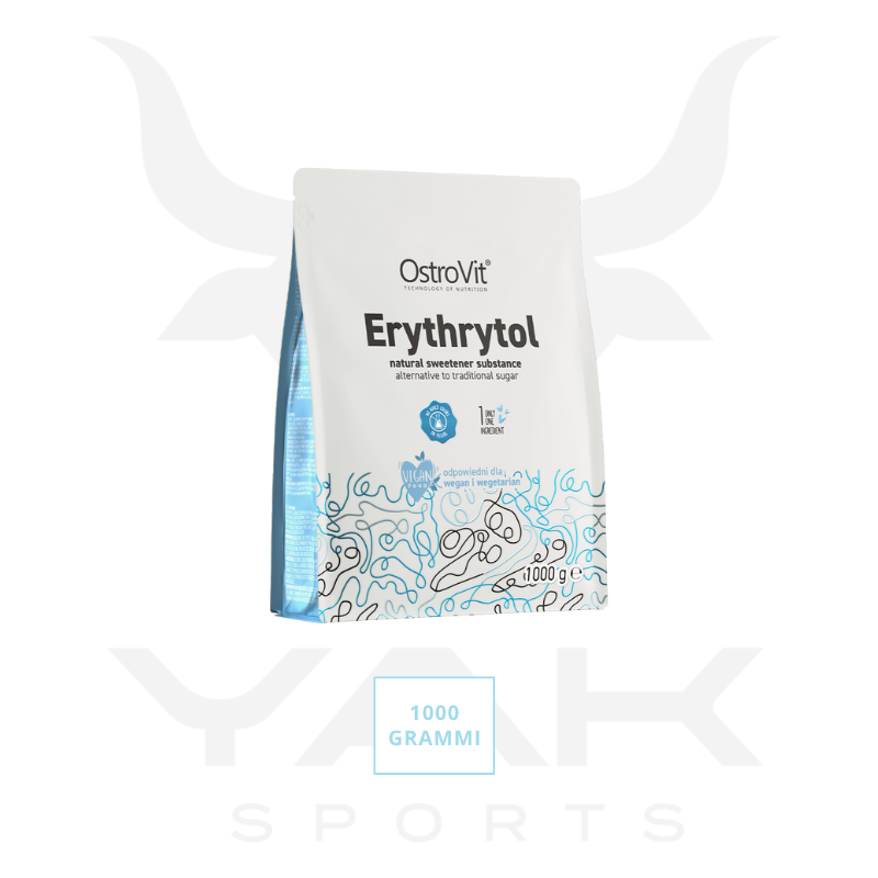 Confezione OstroVit Eritritolo 1000g dolcificante naturale senza calorie, alternativa allo zucchero per ricette keto e low carb