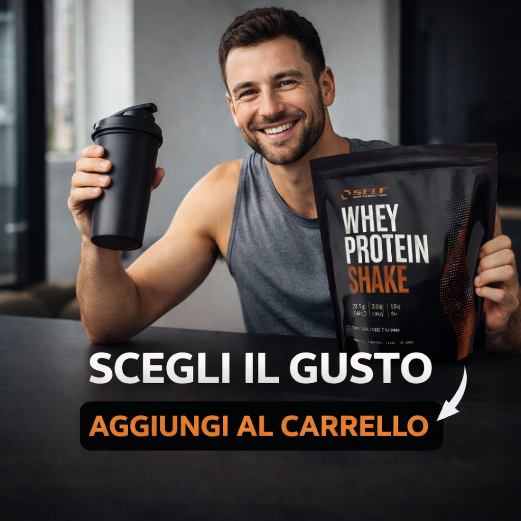 Whey Shake Self 1 kg con call to action aggiungi al carrello