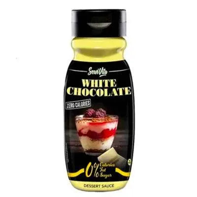 Bottiglia Servivita Sciroppo Cioccolato Bianco zero calorie per waffle porridge e dessert fit 320 ml