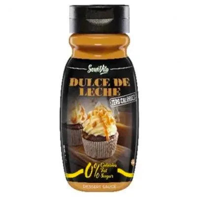 Bottiglia Servivita Sciroppo Dulce de Leche zero calorie gusto caramello per pancake e dessert fit 320 ml