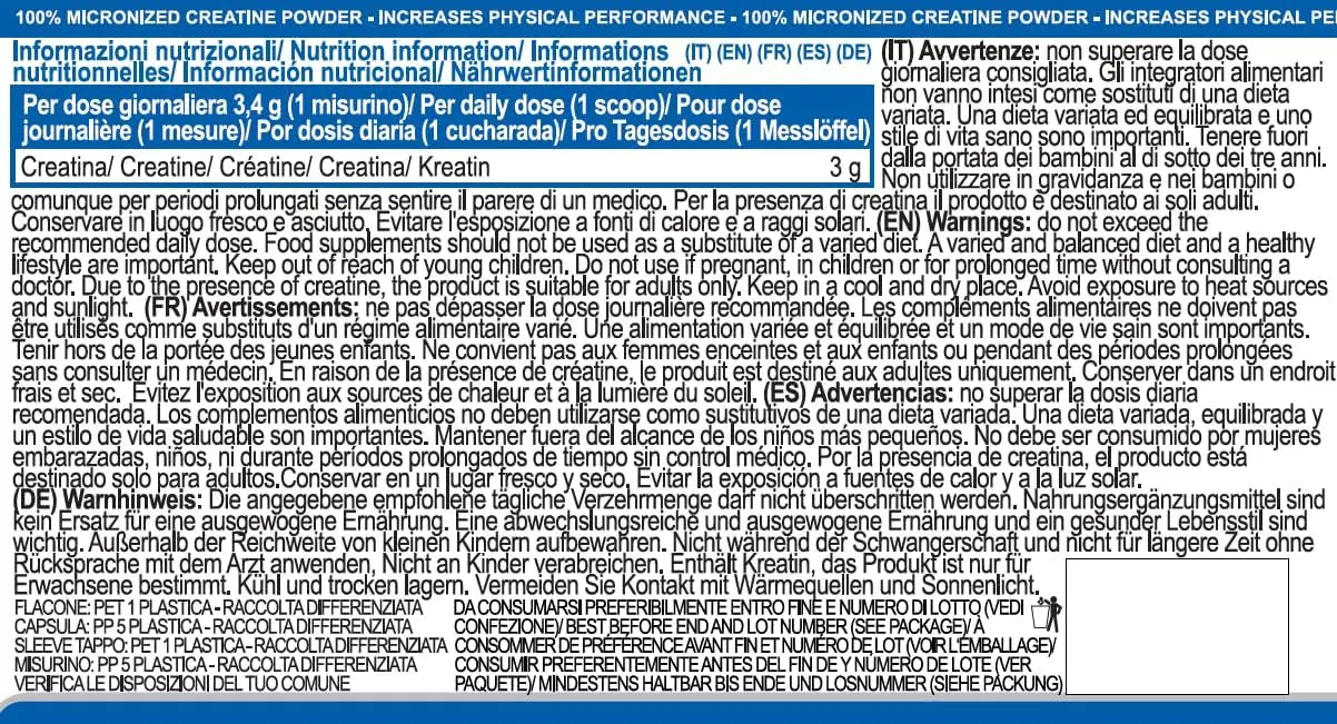 valori nutrizionali Crea Powder Creatina in Polvere 500g Yamamoto Nutrition