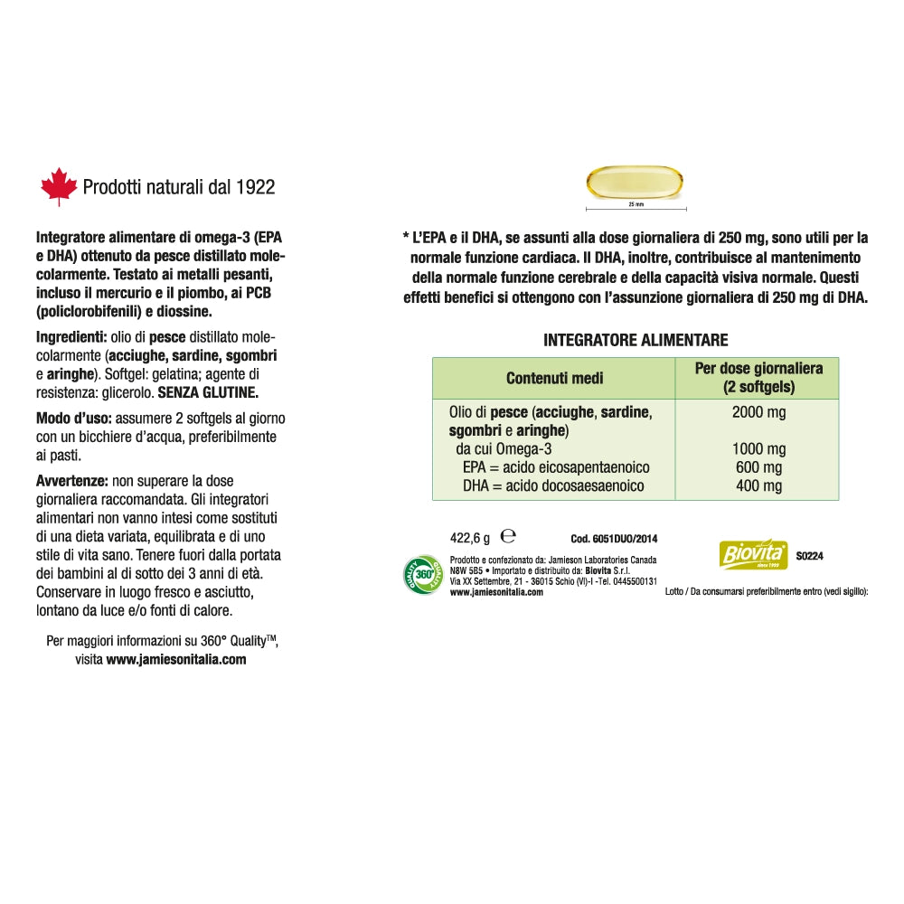 valori nutrizionali OMEGA-3 SELECT 150cps - Jamieson