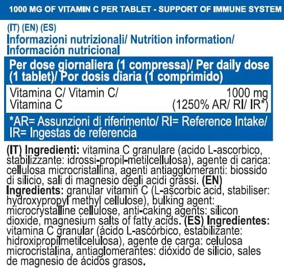  Valori Nutrizionali Vitamin C 1000 90 cpr - Yamamoto Nutrition