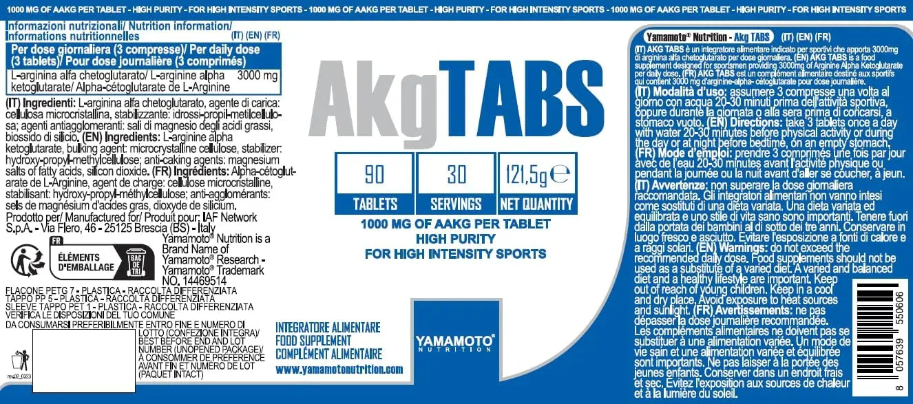 valori nutrizionali akg arginina tabs 90 tab yamamoto nutrition