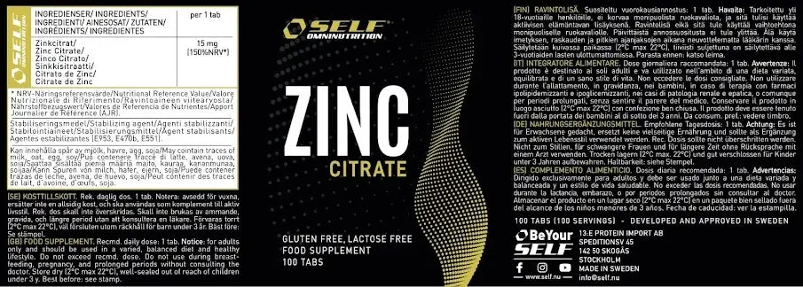 zinc-zinco-100 tabs-self-omninutrition-etichetta